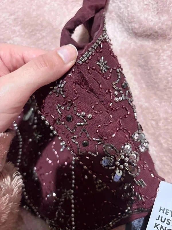 ASOS Burgundy red beaded boned corset top 4 6 8 romantic whimsigoth