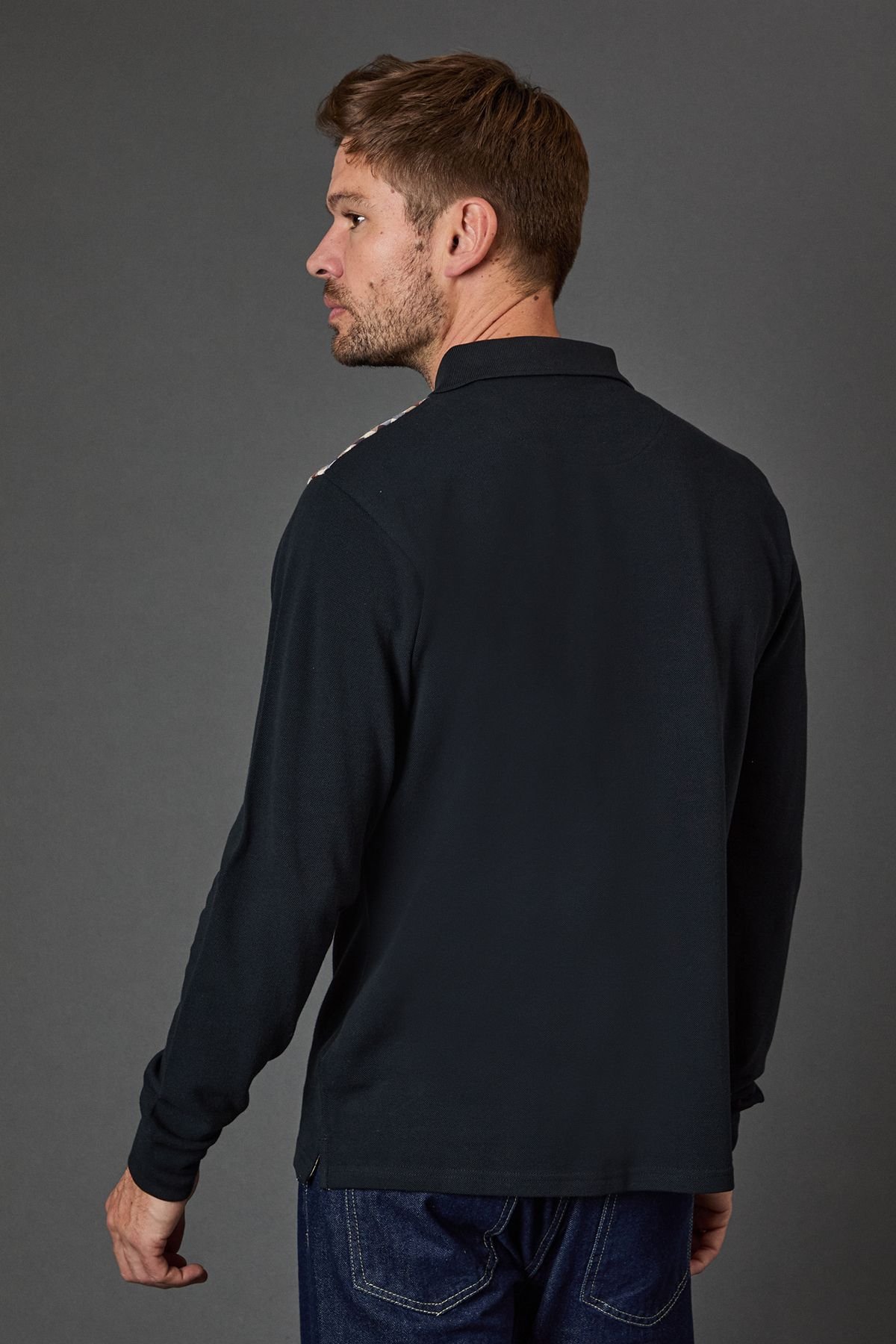 Aquascutum Aquascutum Men's Stripes Piquet Polo L/S Black - 3