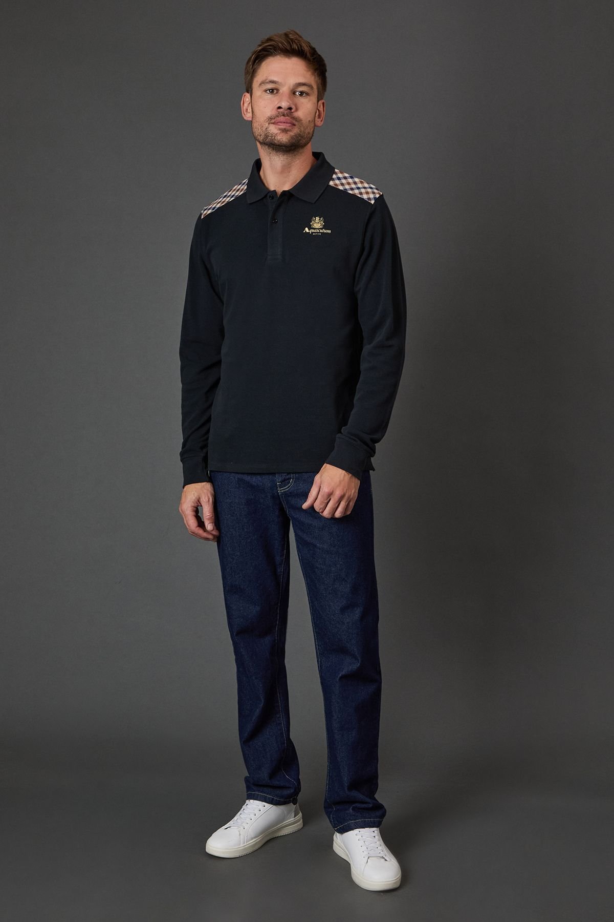 Aquascutum Aquascutum Men's Stripes Piquet Polo L/S Black - 4