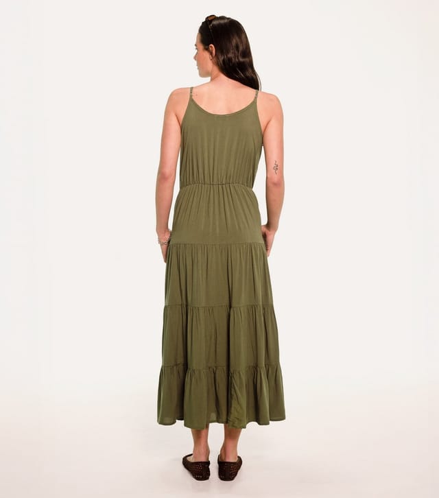 Sunshine Soul Women's Dark Khaki Tiered Cami Midi Dress Sunshine Soul New Look - 3