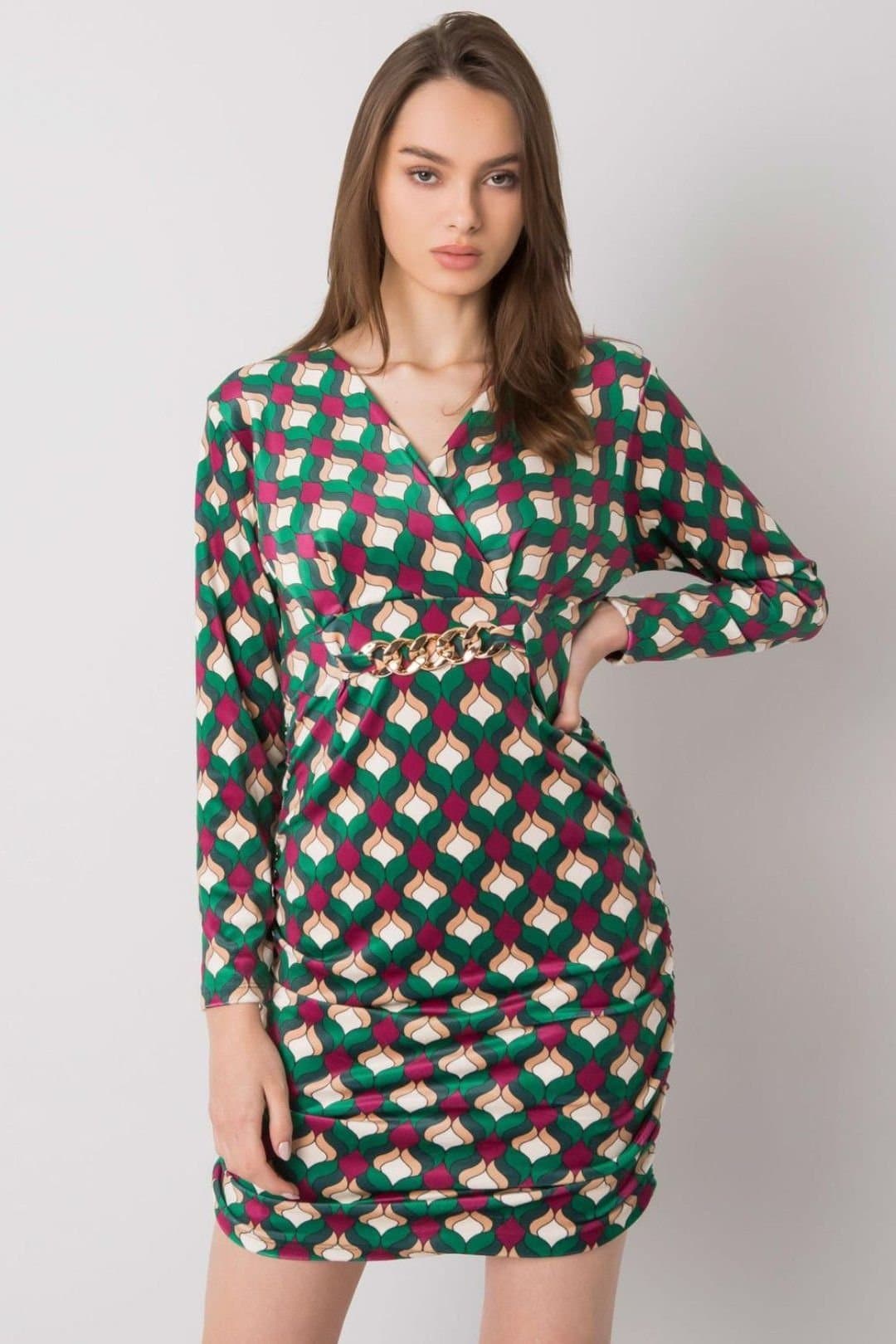 Love Lace Love Lace Women's Long Sleeve Velour Dress for Any Occasion in Green