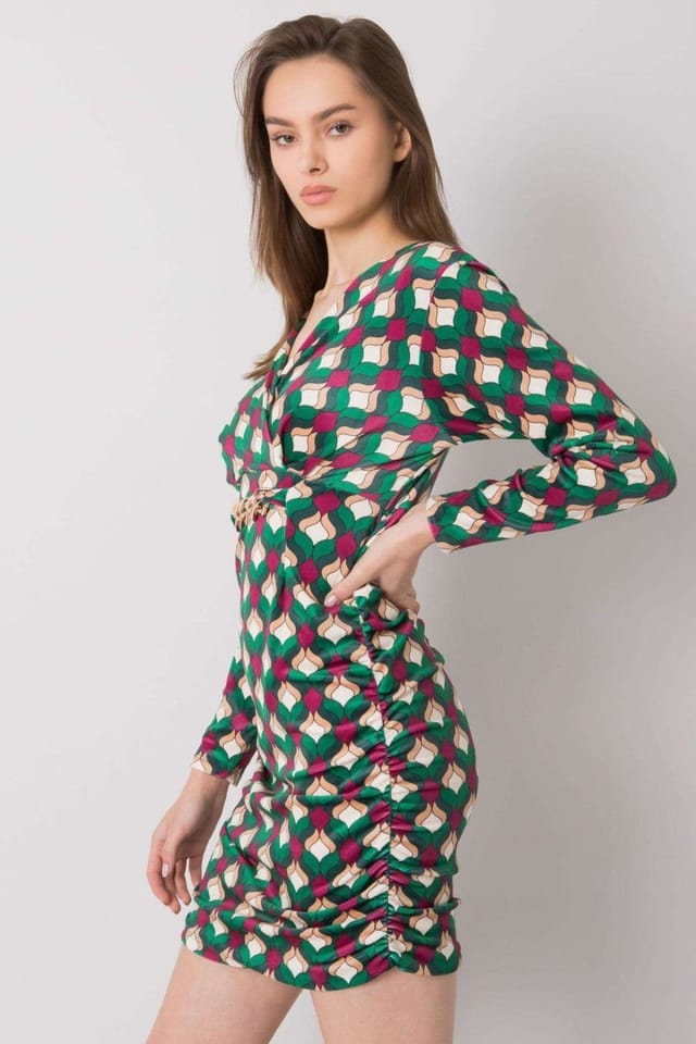 Love Lace Love Lace Women's Long Sleeve Velour Dress for Any Occasion in Green - 2