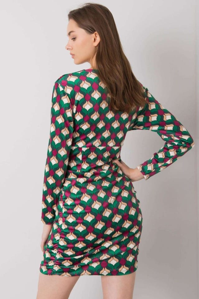 Love Lace Love Lace Women's Long Sleeve Velour Dress for Any Occasion in Green - 3