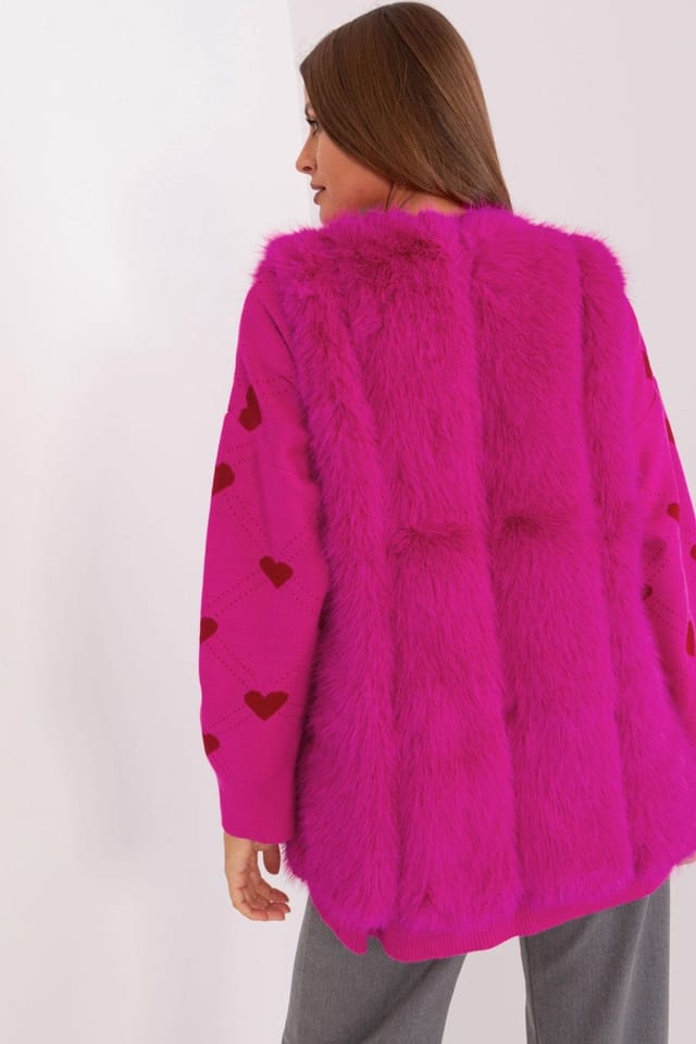 Love Lace Love Lace Women's Soft Polyester Faux Fur Vest with Pockets Style 187599 in Pink - 3