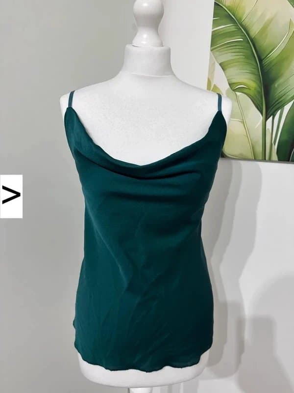Nasty Gal Emerald Green Cowl Neck Satin Cami Top