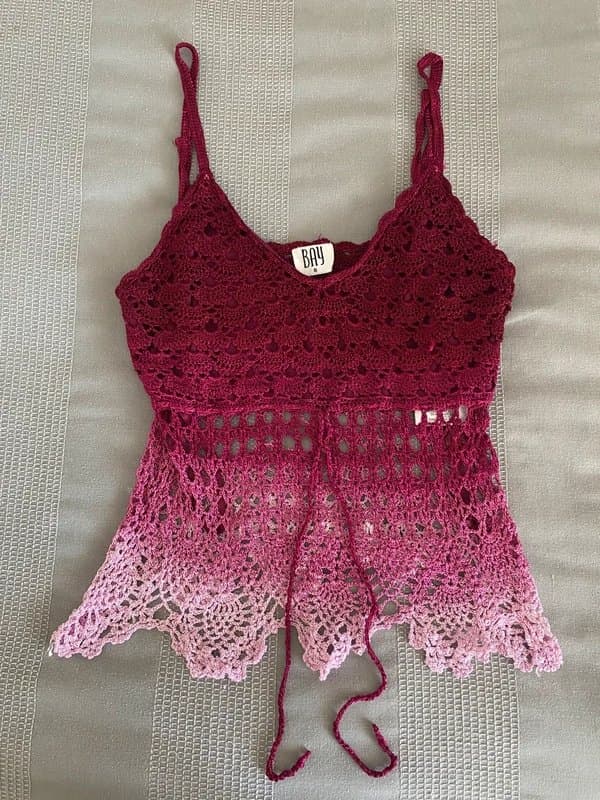 Bay Vintage Y2K bay trading ombré crochet floaty cami top with adjustable waist tie