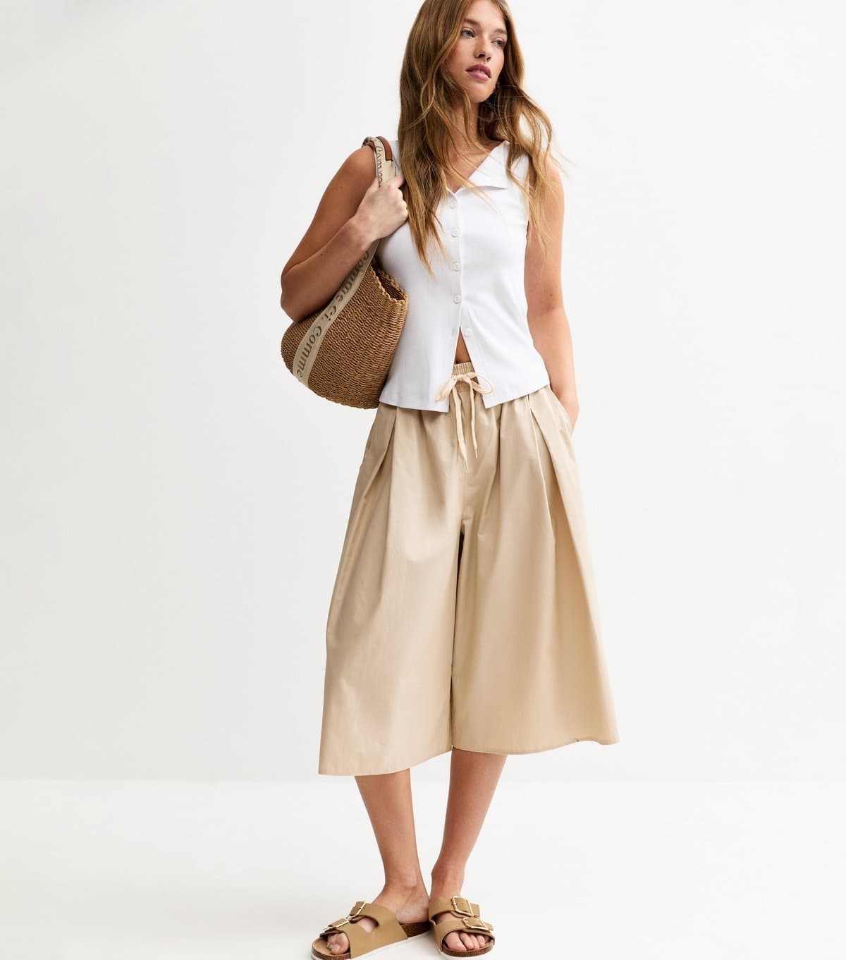 New Look New Look Camel Drawstring Waist Culottes