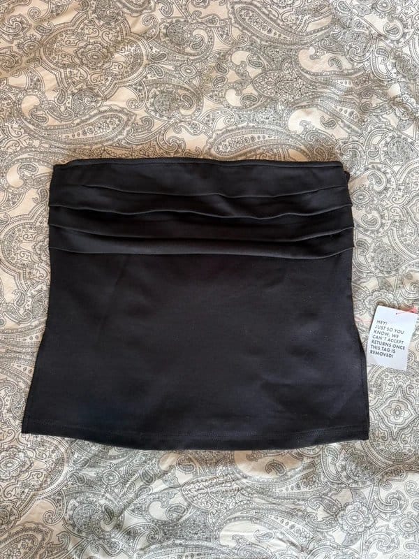 ASOS Design Black Ruched Strapless Top – Size US 10