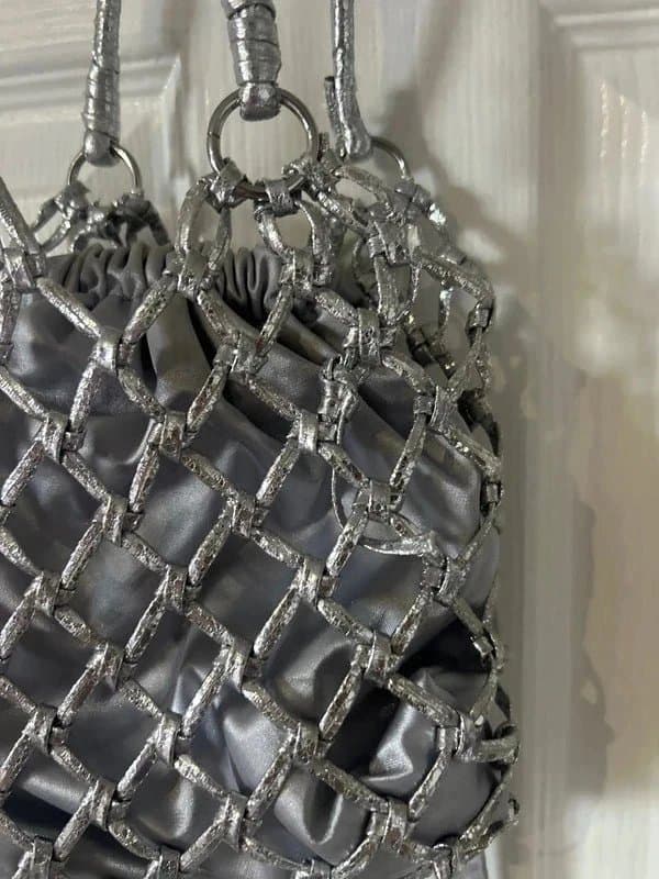 Topshop Silver satin bag