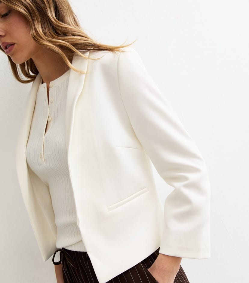 New Look Women's Off White Cropped Blazer New Look - 1