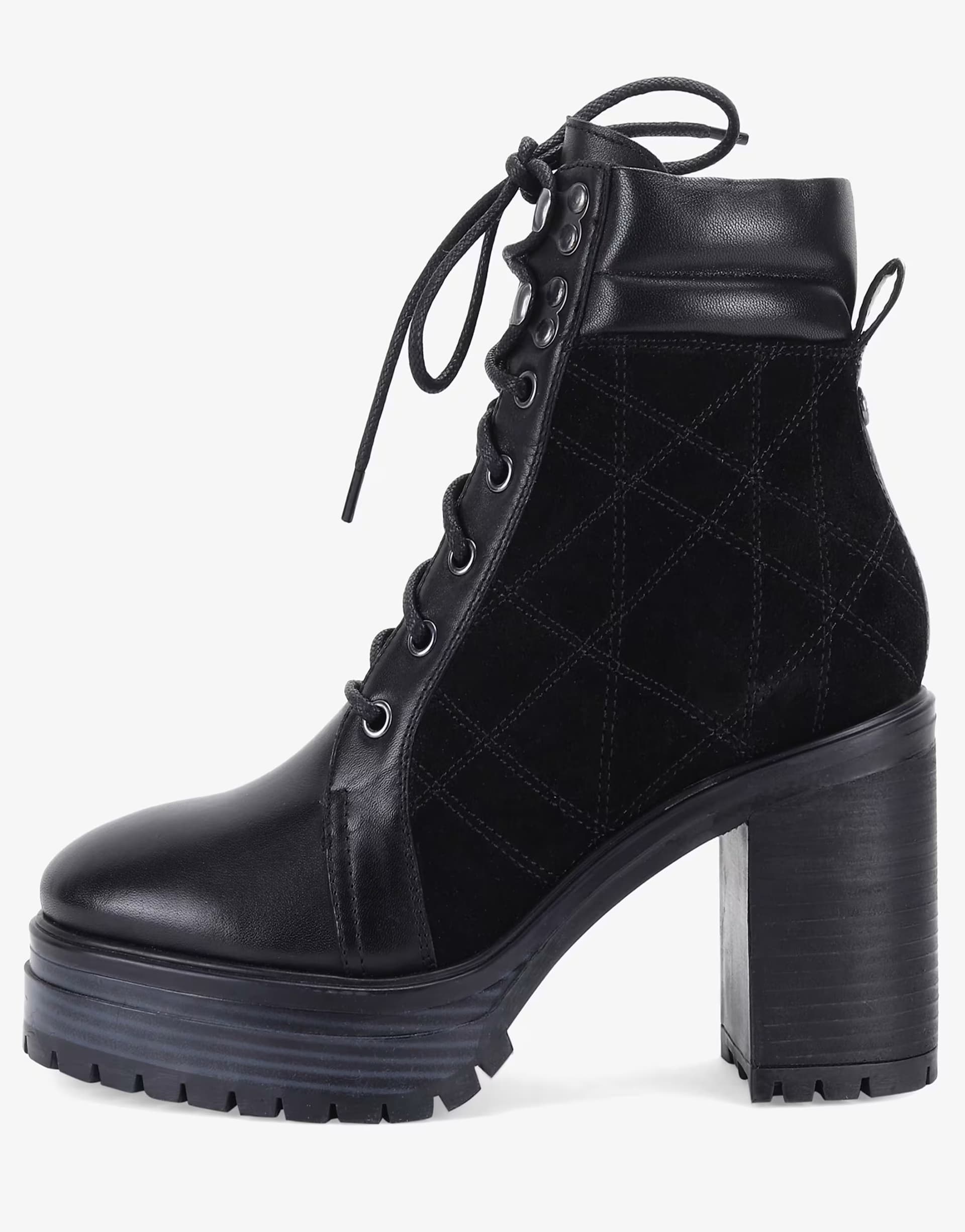 ASOS OFF THE HOOK 'HALE' rona black high- block heel lace-up leather boots in black 
