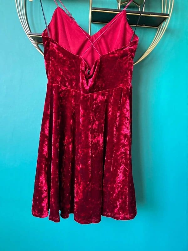 New Look Red Velvet Skater Dress