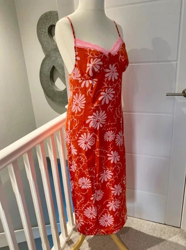 ONLY Bright summer maxi dress with slit and lace trim. UK 12