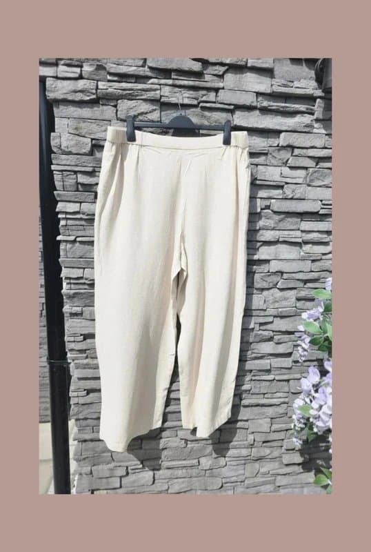 ASOS Design Asos Design Curve relaxed straight leg linen trousers stone beige summer holiday beach uk 22