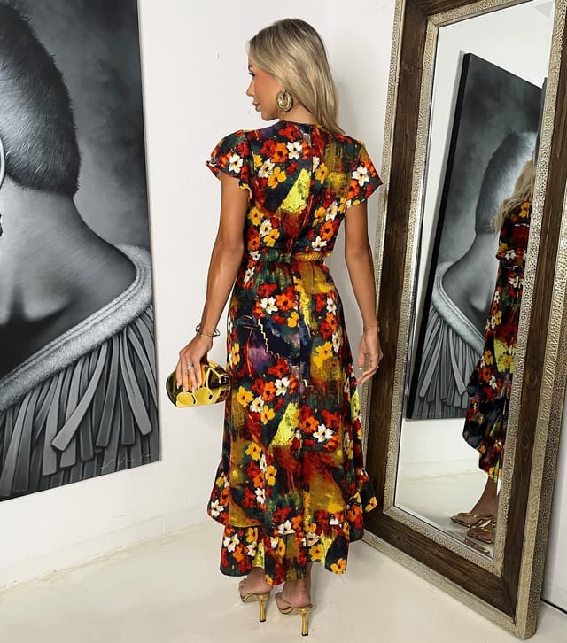 AX Paris Women's Multicoloured Floral Wrap Midi Dress AX Paris New Look - 3