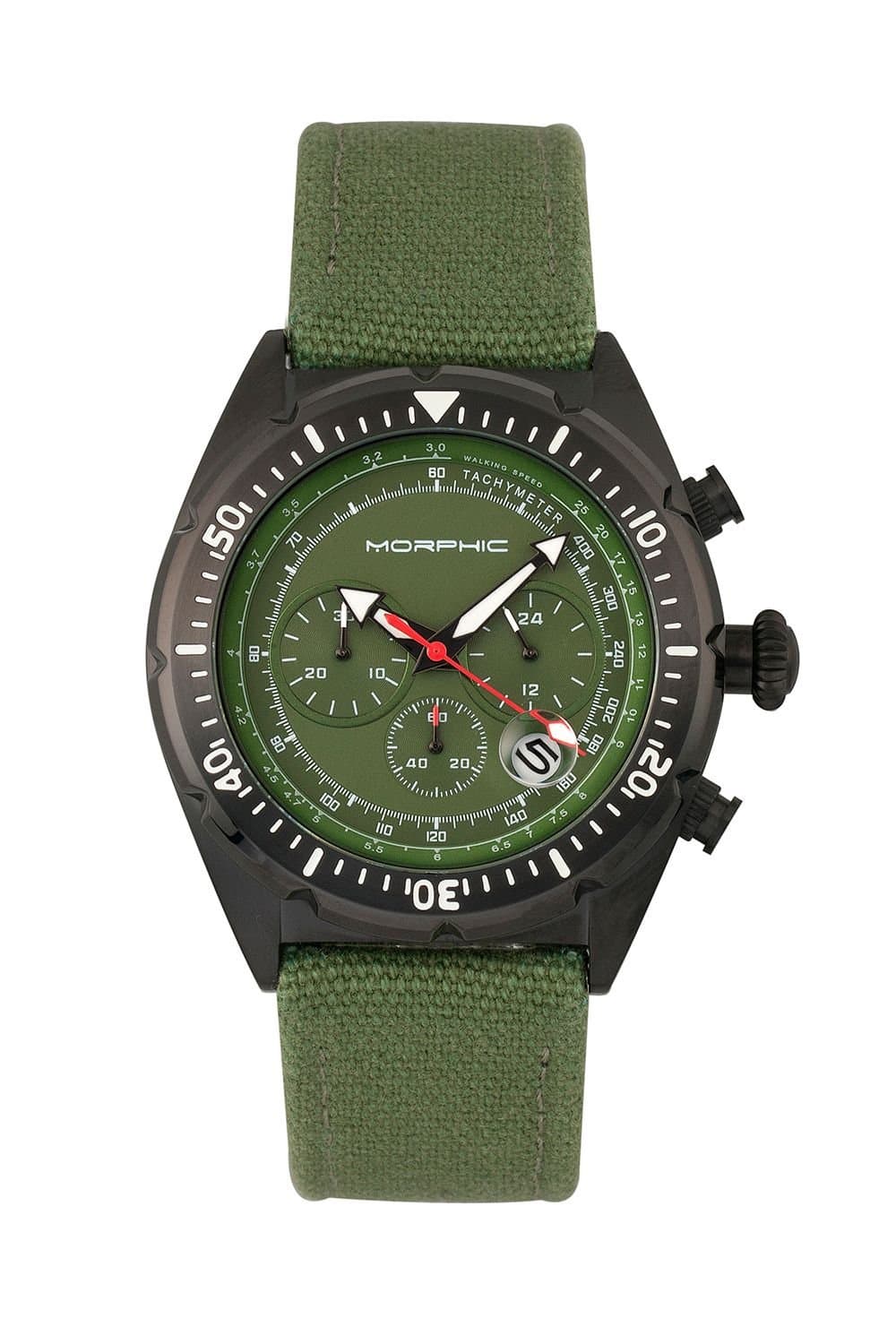 Morphic Morphic Men's M53 Series Chronograph Fiber-Weaved Leather-Band Watch with Date in Olive