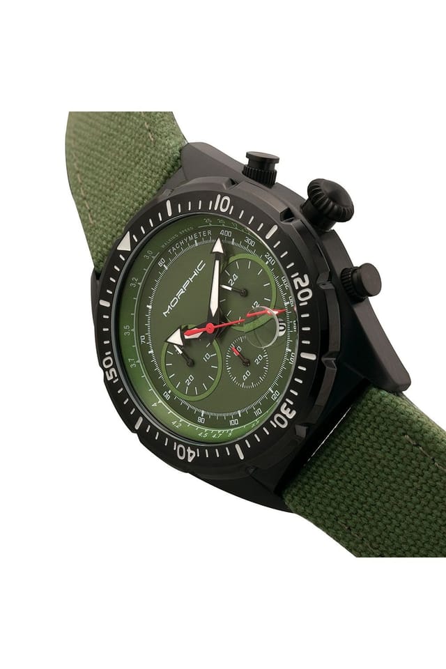 Morphic Morphic Men's M53 Series Chronograph Fiber-Weaved Leather-Band Watch with Date in Olive - 3