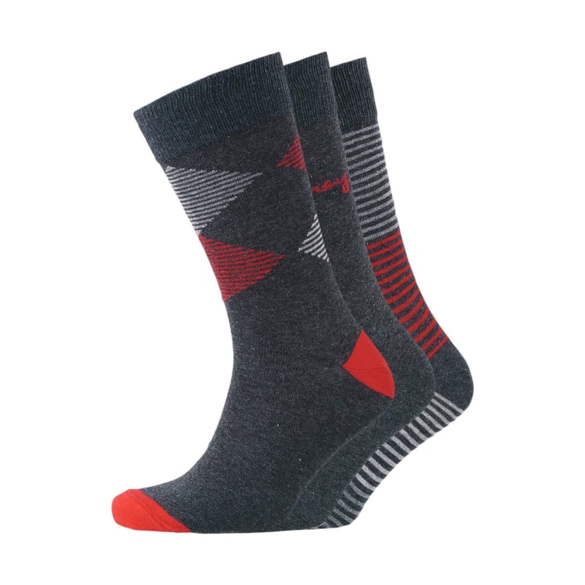 Money Money Men's Sig Line Socks 3pk Assorted in Black - 1
