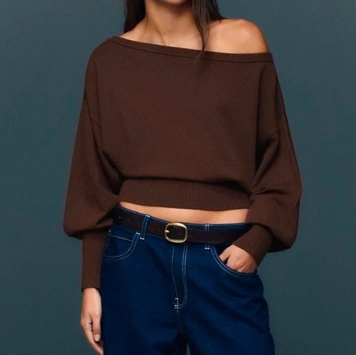 Bershka Bershka asymmetric rib hem jumper