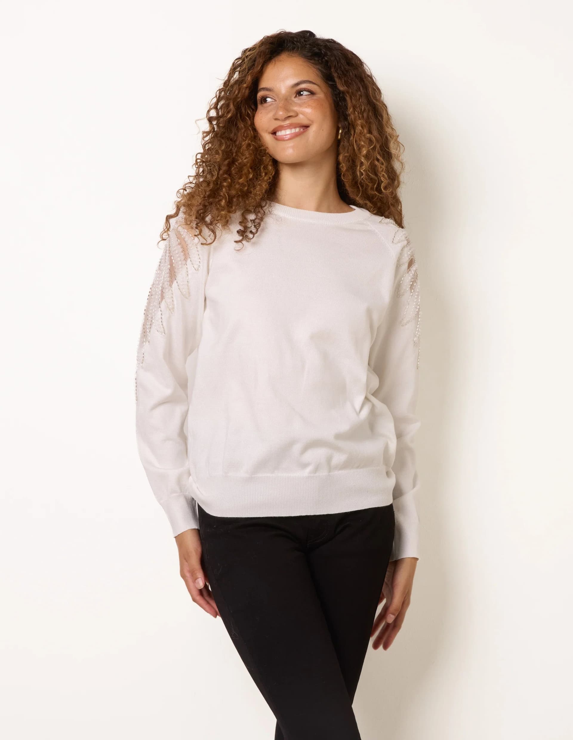Blue Vanilla Embellished Sleeve Jumper
