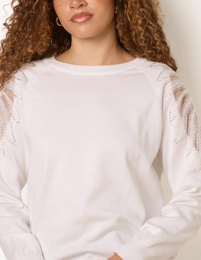 Blue Vanilla Embellished Sleeve Jumper - 3