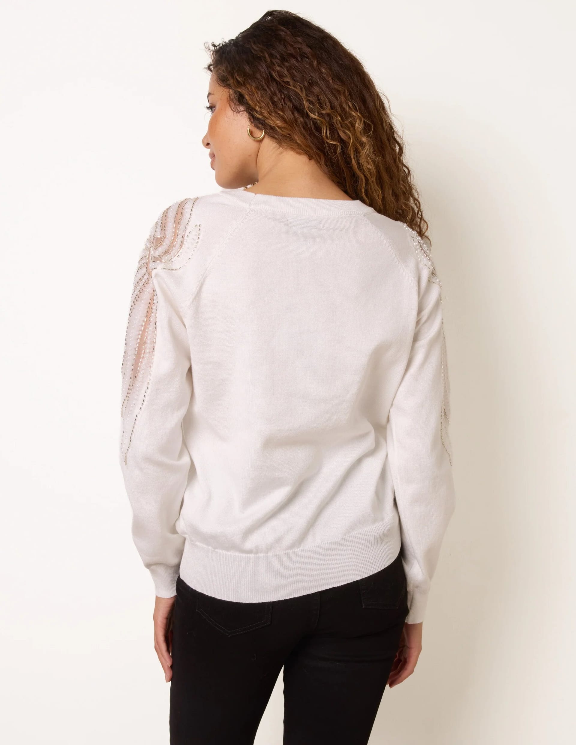 Blue Vanilla Embellished Sleeve Jumper - 4