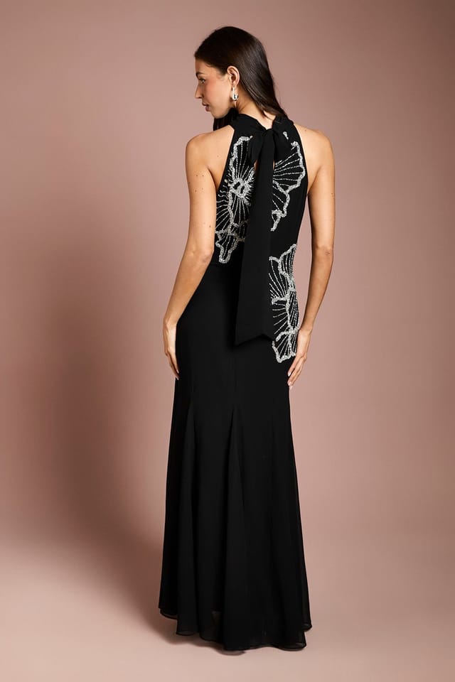 Coast Coast Women's Embellished Maxi Dress With Godet Pleats in Black - 3