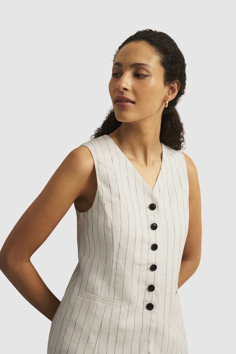Hobbs London Hobbs London Women's Groombridge V-Neck Tailored Waistcoat in Natural White - 1