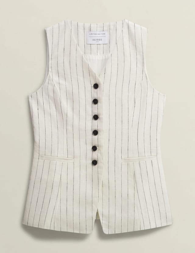 Hobbs London Hobbs London Women's Groombridge V-Neck Tailored Waistcoat in Natural White - 2