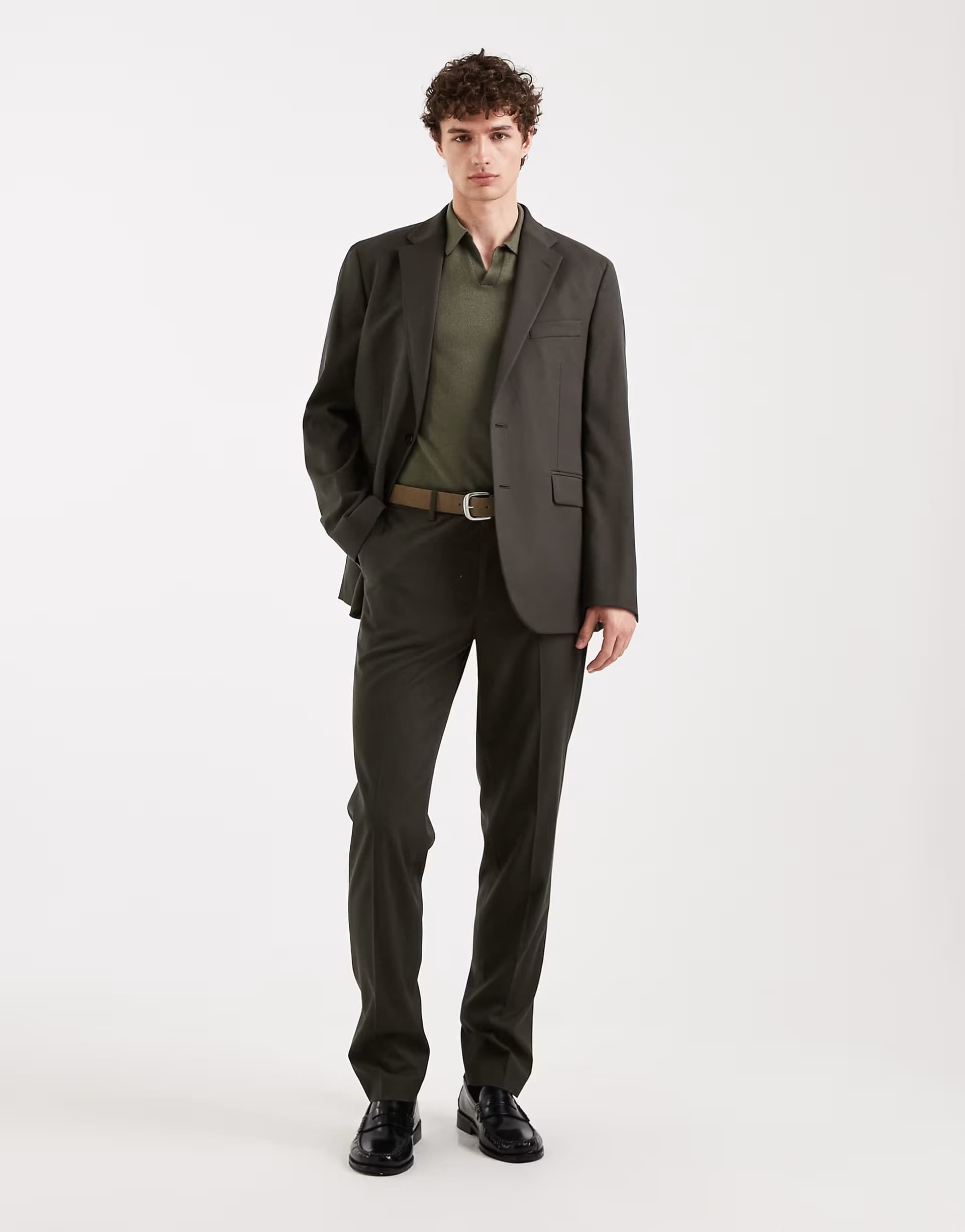 ASOS Mango Milan slim fit tailored trouser co-ord in khaki