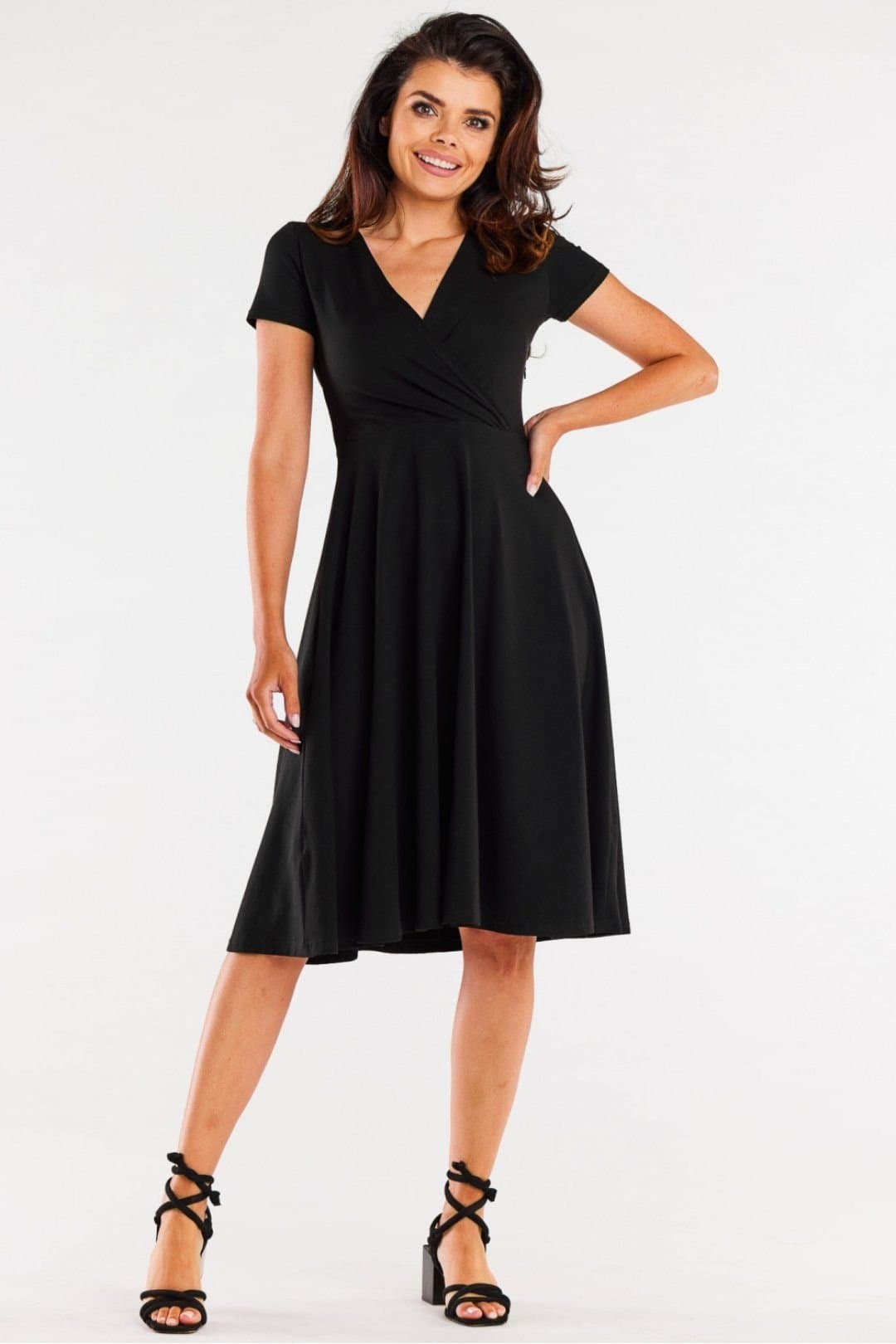 Love Lace Love Lace Women's Midi Wrap Envelope Dress Style 181302 in Black