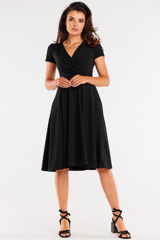 Love Lace Love Lace Women's Midi Wrap Envelope Dress Style 181302 in Black - 2