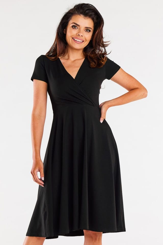 Love Lace Love Lace Women's Midi Wrap Envelope Dress Style 181302 in Black - 3