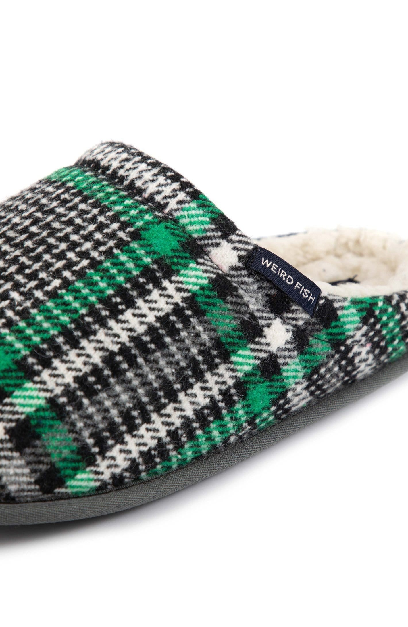 Weird Fish Weird Fish Men's Jensen Check Borg Lined Slippers in Grey - 4