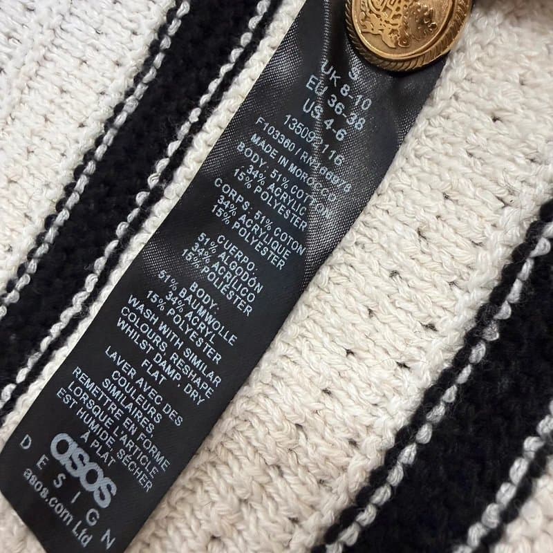 ASOS Old Money Aesthetic Cream and Black Stripes Parisian Cardigan