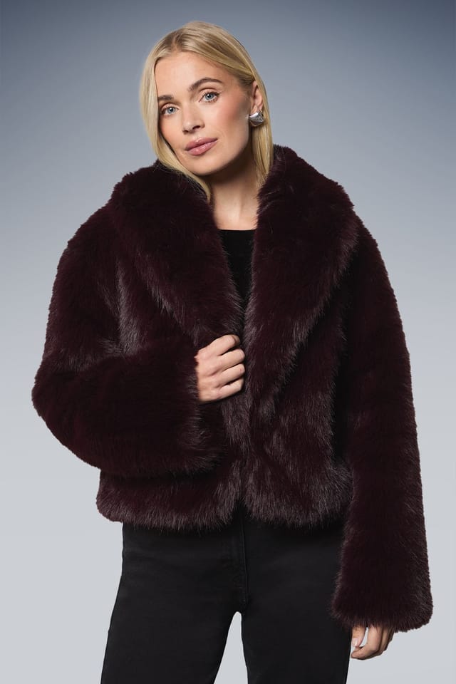 Wallis Wallis Women's Petite Faux Fur Edge to Edge Jacket in Berry - 2