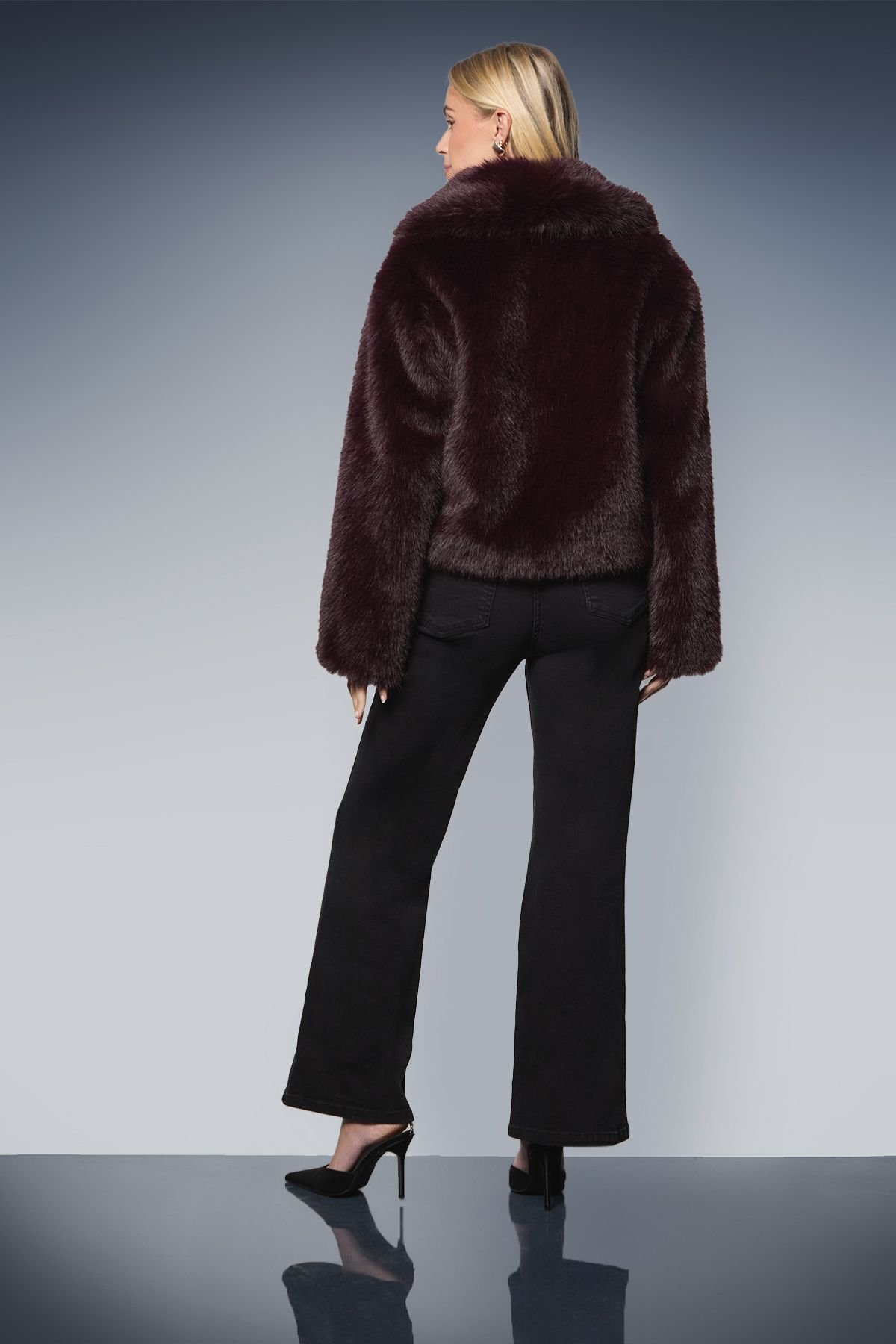 Wallis Wallis Women's Petite Faux Fur Edge to Edge Jacket in Berry - 3