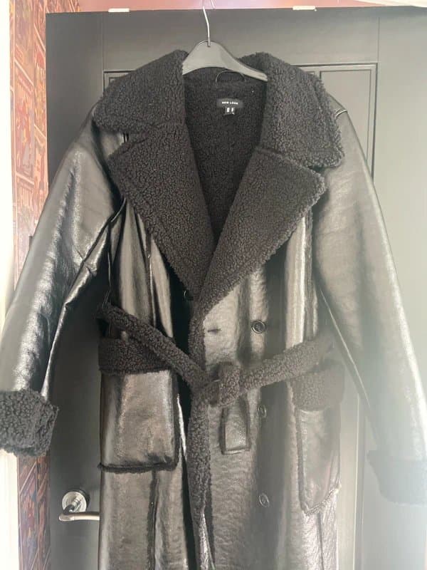 New Look Long sheepskin drenched coat