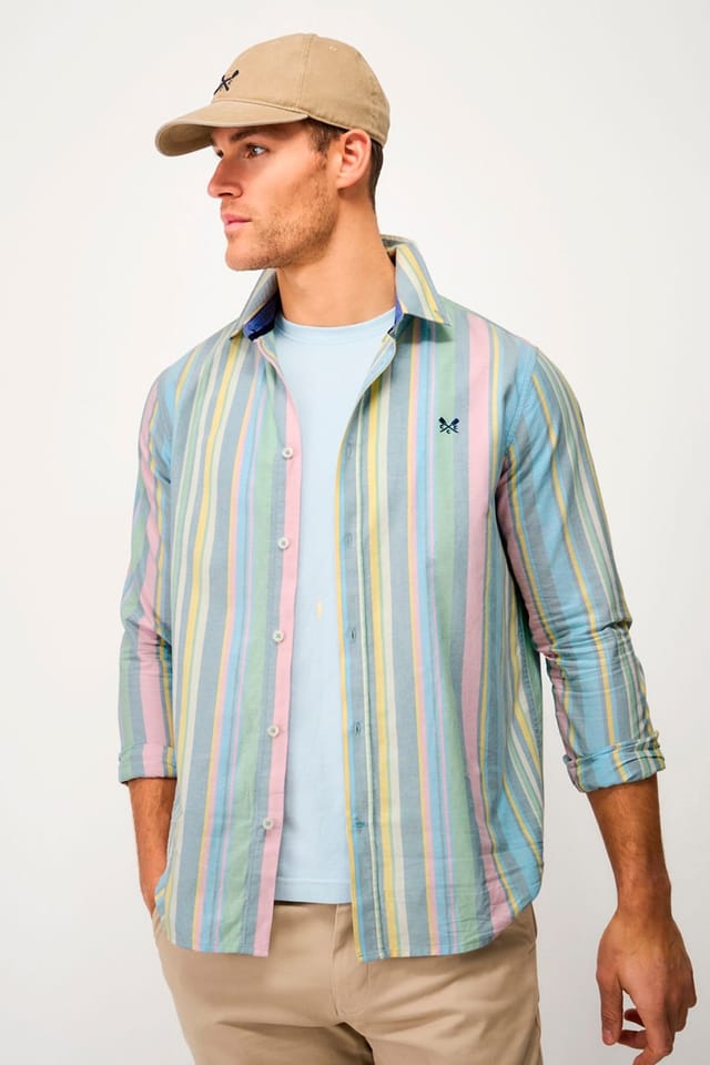 Crew Clothing Crew Clothing Men's Willow Stripe Classic Fit Oxford Pink - 2