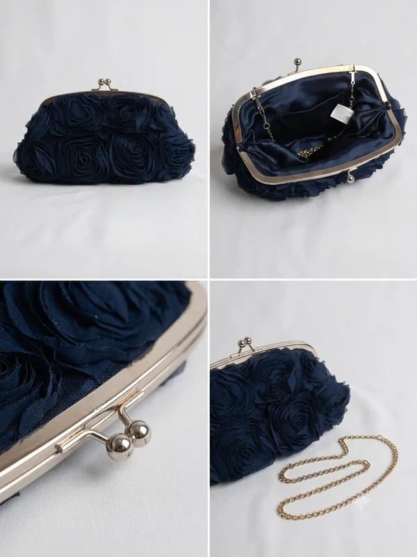 New Look Navy Floral Clutch Bag - Shimmer effect - New Look