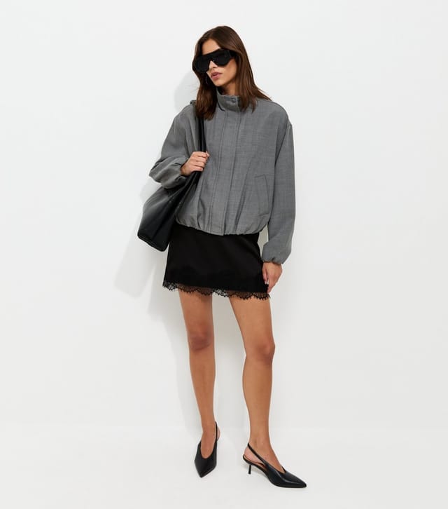 New Look Women's Grey High Neck Bubble Hem Jacket New Look - 3