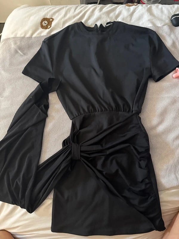 Bershka Black Satin Mini Dress