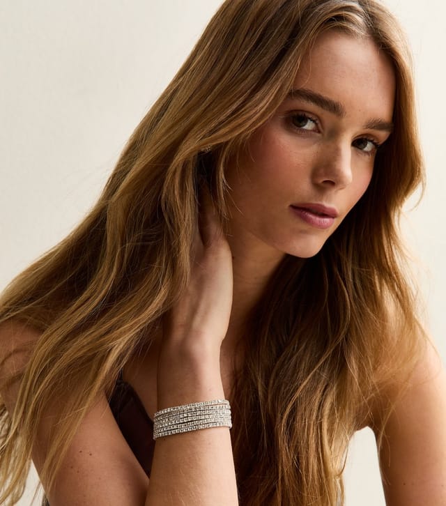 New Look Pack of 6 Silver Tone Gem Embellished Stretchy Bracelets New Look - 2