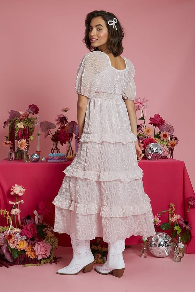 Neon Rose Neon Rose Women's Corsage Detail Tiered Silhouette Midaxi Dress in Baby Pink - 2