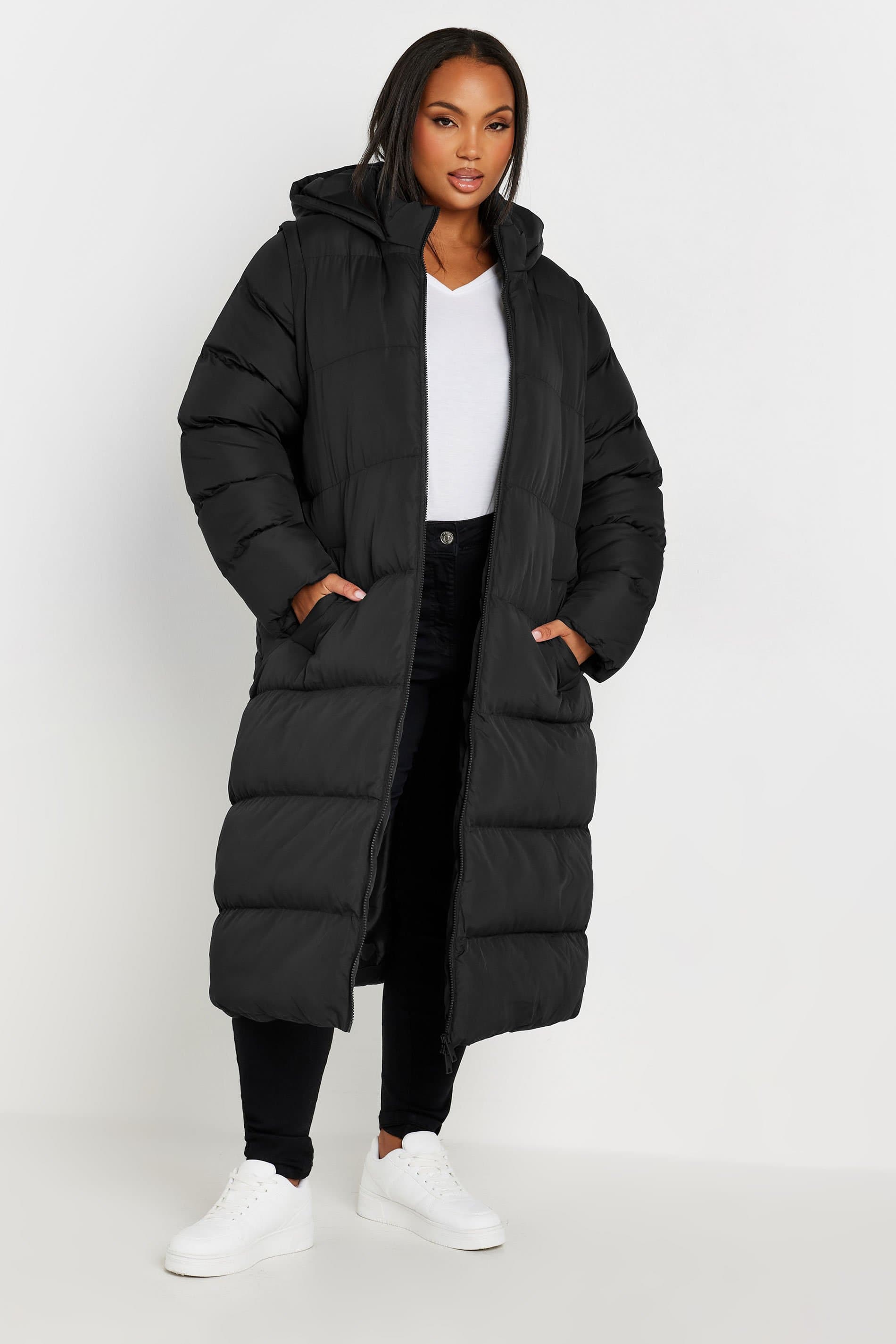 Yours Plus Size Black Padded 2In1 Puffer Coat & Gilet
