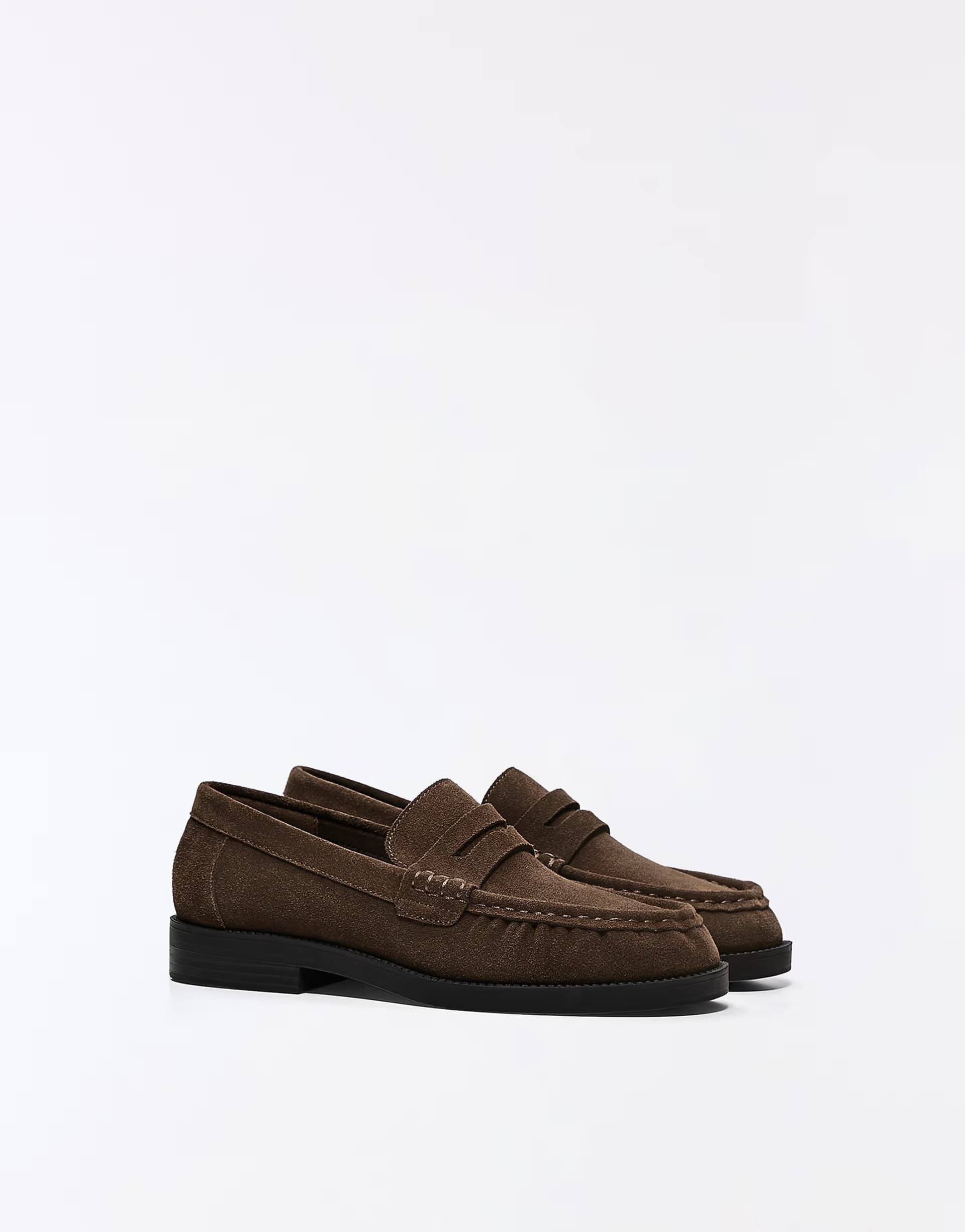 ASOS Bershka Leather loafers with slim sole in tan
