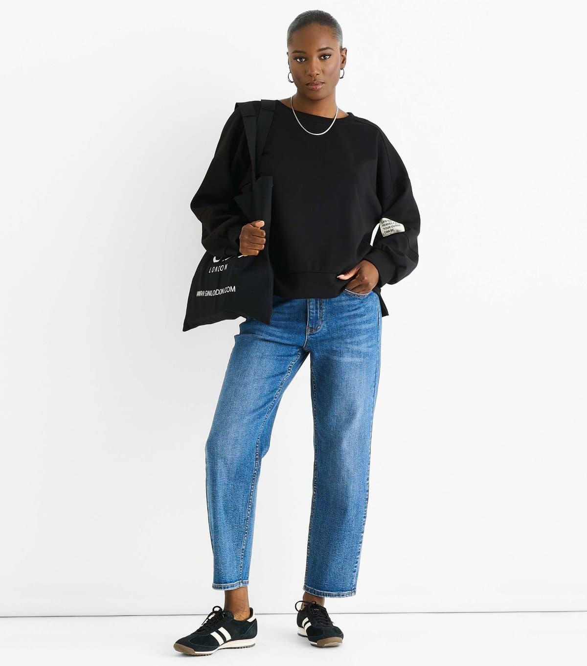 Gini London Gini London Black Jersey Crew Neck Jumper