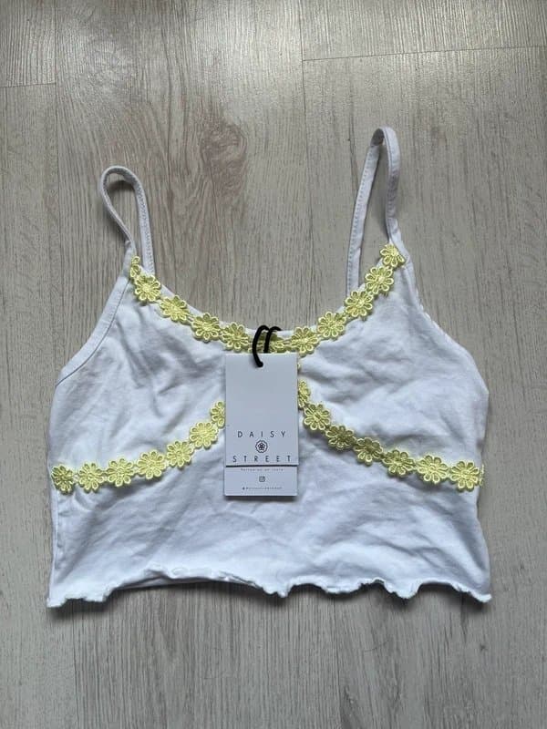ASOS New Asos Daisy Street Cami Top with yellow embroidered daisies flowers