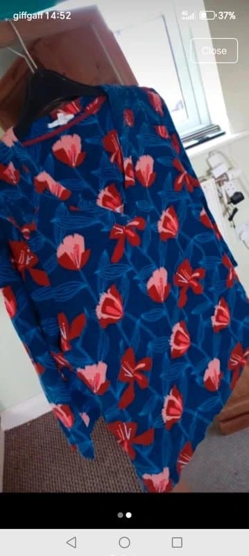 White Stuff White stuff size 12 blue Floral pattern blouse top vneck floaty sleeves