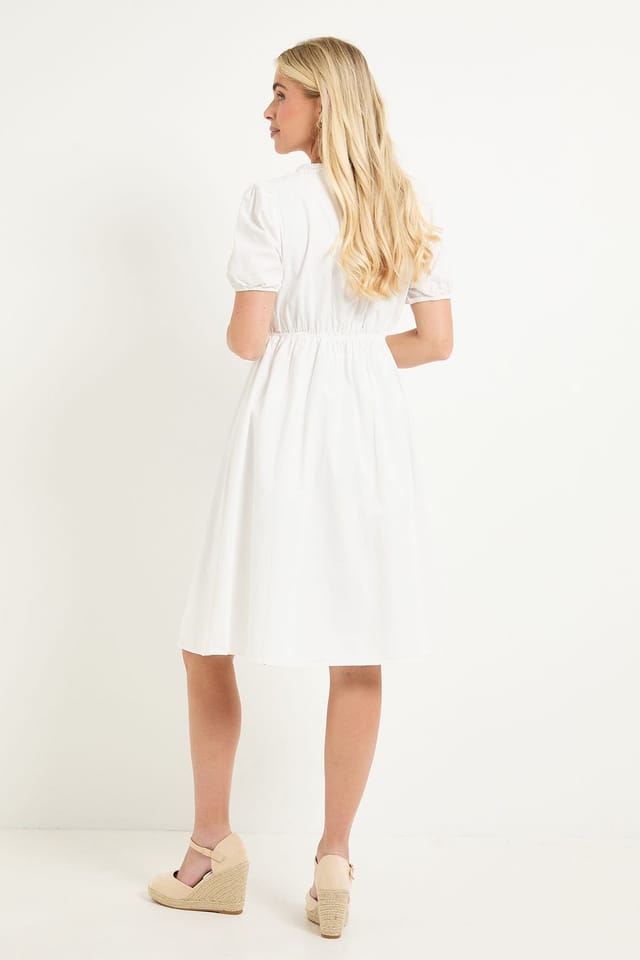 Wallis Wallis Women's Petite Summer Cotton Midi Dress in Ivory - 3